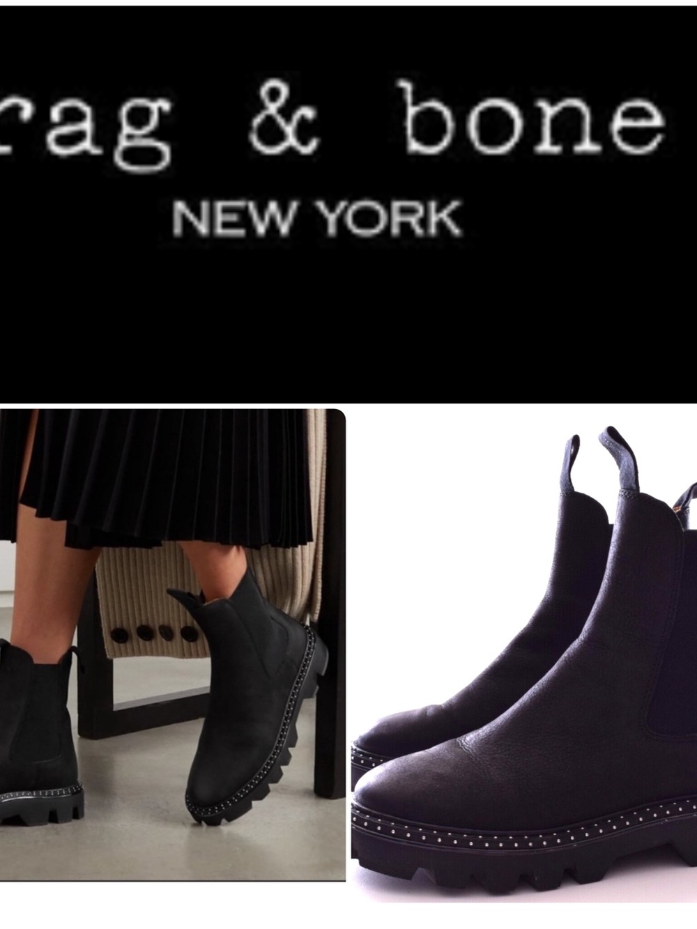 rag & bone | Quest Black Studded Chelsea Boots